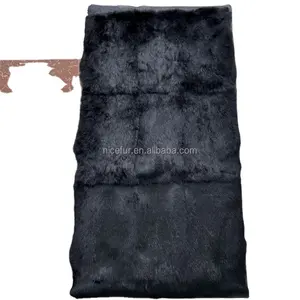 Real Rabbit Fur Blanket Dyed Black Rabbit Fur Plate for Garment