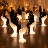 Tabouret de bar moderne à LED, en PE rotomoulé, avec éclairage RGB, chaise de bar lumineuse, étanche IP65, pour bar, club, hôtel, événement, fête