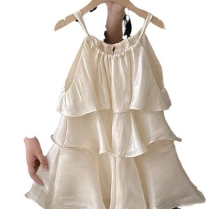 Child Star Circle Girls' Summer Ruffled Sundress Spaghetti Strap Sleeveless Breathable Dress For Kids Fashion Dress - Product Image 5