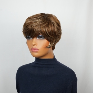 วิกผมทรงพิกซี่คัท ทำจากผมแท้สำหรับผู้หญิง วิกผมทรงพิกซี่คัทแบบสั้นเป็นชั้นๆ พร้อมหน้าม้า น้ำหนักเบา ไม่ต้องใช้กาว ผลิตด้วยเครื่องจักรทั้งหัว วิกผมสั้น - Product Image 2