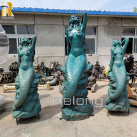 Sculpture de sirène en bronze grandeur nature RELONG, personnalisable, décoration de jardin extérieure à vendre