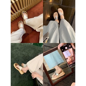 2026 Summer 6cm Platform Height Increasing <b>Slippers</b> for Women Versatile Tassel Buckle <b>Flip</b> <b>Flops</b> Straw Woven Sandals - Product Image 4