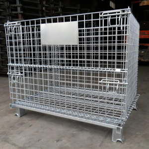 Cages en fil de fer pliables de gestion d'entrepôt efficaces personnalisées Boîtes de rangement en métal Cages de stockage empilables en vente - Product Image 5