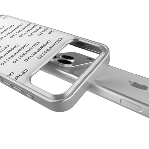 Coque de téléphone iPhone 17 Pro Max plaquée argent avec rainure et matériau enveloppant 2-en-1, coque arrière à transfert thermique avec texture antidérapante - Product Image 4