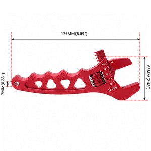 Clé à molette réglable en alliage d'aluminium, 175 mm, métrique, pour réparation et modification de voitures, avec mâchoire dentée, rouge - Product Image 1