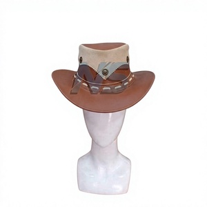 Chapeau de cowboy en cuir Nabtay Sports, imprimé par sublimation, marron, unisexe, décontracté, adulte, 56-58CM, pour extérieur, printemps-automne, avec perles décoratives - Product Image 1