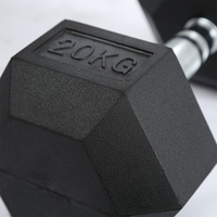 Haltères hexagonaux en caoutchouc SP avec noyau en acier, noirs, de 5 kg à 50 kg, ensemble d'haltères pour la remise en forme à domicile, la musculation, la marque sportive