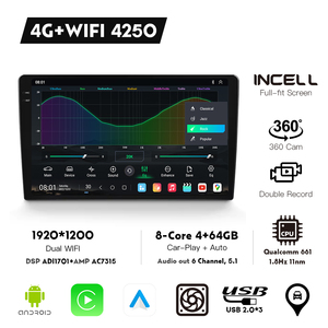 9 "Android 13 8コア<span class=keywords><strong>4</strong></span> + 64GカープレイカーDVDプレーヤーユニバーサルWIFI BT FM/AM 4G RDS DSP DVRカーラジオPantalla Para Automovi - Product Image 4