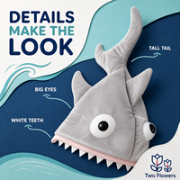 Chapeau en peluche Requin - Nouveauté très prisée pour adultes, imperméable, durable, idéal pour les activités de plein air, Halloween, cosplay, fêtes et le Poisson d'avril