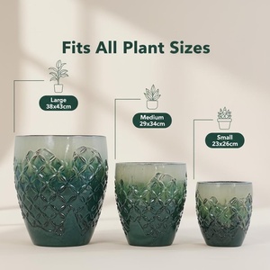 <span class=keywords><strong>Grand</strong></span> <span class=keywords><strong>pot</strong></span> de fleurs <span class=keywords><strong>en</strong></span> céramique écologique avec trou de drainage, finition émaillée, durable, design moderne et classique pour une utilisation <span class=keywords><strong>en</strong></span> intérieur/extérieur - Product Image 5