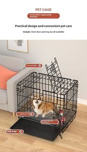 Cage à chien pliable de luxe en métal avec fermeture à bouton-pression, maille respirante, ventilation sécurisée, montage facile, design moderne - Product Image 4