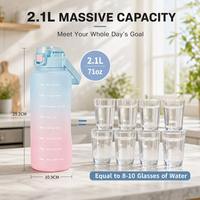 Bouteille d'eau de sport en plastique sans BPA avec marqueur de temps, grande capacité, pour l'extérieur, avec poignée, vente en gros