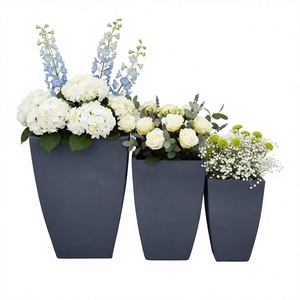 Macetas cuadradas <span class=keywords><strong>de</strong></span> fibra <span class=keywords><strong>de</strong></span> vidrio en blanco y negro <span class=keywords><strong>para</strong></span> uso interior y exterior <span class=keywords><strong>para</strong></span> plantas <span class=keywords><strong>para</strong></span> jardín y hogar - Product Image 2