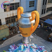 Modèle de trophée gonflable géant argenté et jaune pour l'anniversaire de l'entreprise et la promotion d'événements d'entreprise