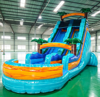 Toboggan aquatique gonflable en PVC sur le thème tropical pour enfants avec piscine extérieure, certifié CE, garantie de 3 ans