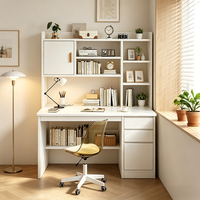 Bureau d'ordinateur de bureau, bureau domestique avec étagère intégrée, bureau simple avec bibliothèque combinée, bureau d'étudiant pour chambre à coucher