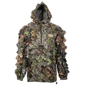 आउटडोर जंगल सूट पैंट Hooded जैकेट पत्तियां छलावरण शिकार सूट Ghillie सूट