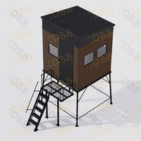 Abri de chasse préfabriqué de luxe avec vue à 360°, abri camouflage professionnel en structure acier, maison de tir résistante aux intempéries pour chasseur