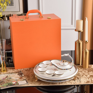 Service à thé en céramique de luxe européen 8 pièces avec grand plateau, collection de porcelaine fine pour le service du café et du thé - Product Image 3