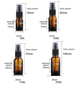 1盎司琥珀色玻璃喷雾瓶15毫升琥珀色玻璃瓶，带喷雾喷雾器，100毫升琥珀色欧元玻璃，带18 Din颈部饰面