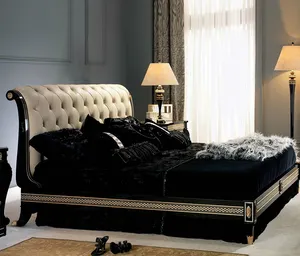 Tempat tidur kayu solid ganda gaya Royal Eropa 1.5, 1.8 m single klasik queen bed mewah antik king bed