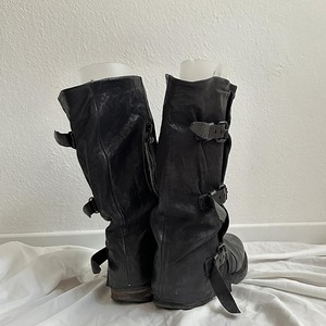 Vente en gros d'usine bottes slouch <span class=keywords><strong>vintage</strong></span> pour femmes bottes mi-mollet à jambe large de style occidental en cuir PU noir bottes au genou pour femmes - Product Image 5
