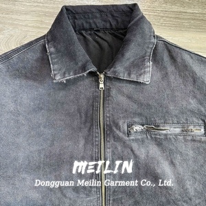 Custom High Quality Blank Acid Wash <b>Zip</b> <b>up</b> <b>Jackets</b> Distress Vintage Duck Canvas Work <b>Jackets</b> Men - Product Image 3