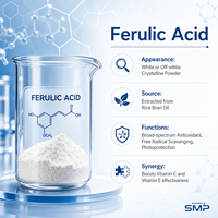 Acide férulique naturel 99% Extrait de son de riz Agent antioxydant éclaircissant pour la peau pour formule cosmétique