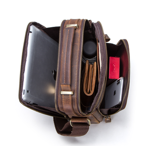 Sac Messager en Cuir Véritable Vintage pour Hommes, Sac à Bandoulière en Cuir Crazy Horse pour iPad 9.7 Pouces, Sacoche Bandoulière en Cuir pour Hommes - Product Image 5