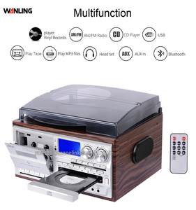 MDF Wooden Record Player Modern Gramophone Phonograph <strong>Cassette</strong> CD/BT DAB FM Turntable Record Player All in One Functions - Product Image 5