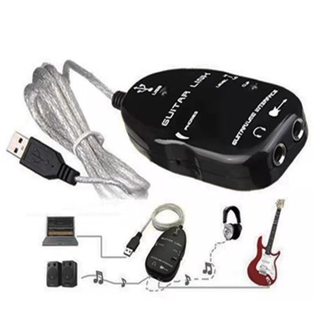 Wholesale Electric Guitar Cable Audio USB Link Interface Adapter for PC Music Recording Accessories