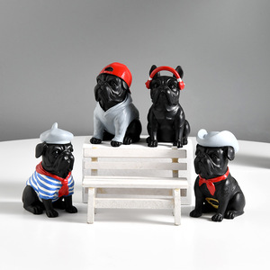 French Bulldog Resin <b>Ornament</b> 4Pcs Set Desk Home Decor Living Room Decoration - Product Image 1