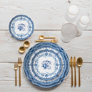 Vajilla de Porcelana China Azul y Blanca de 4 Piezas, Diseño de Flores Estilo <span class=keywords><strong>Chino</strong></span>, Diseño Personalizable, Vajilla de Lujo para Comida - Product Image 3