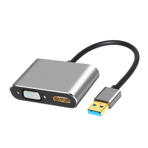 2-In-1 Usb 3.0 Naar Hdmi Vga Adapter 4K Hd 1080P Multi-Display Converter audio Video Kabel Voor Macbook Computer