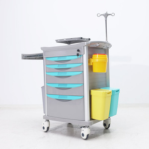 Chariot médical d'urgence Hochey Medical ABS à <span class=keywords><strong>5</strong></span> <span class=keywords><strong>tiroirs</strong></span>, chariot de premiers secours pour hôpital avec poteau pour perfusion intraveineuse - Product Image 2