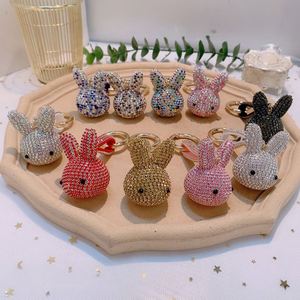 Creative Full Diamond Keychain Rabbit Keychain Attached Diamond Jewelry Fashion Car <b>Key</b> <b>Ring</b> Chain Ladies Gift - Product Image 5