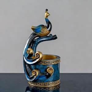 Органайзер для ручек из смолы в скандинавском минималистичном стиле с ручной росписью в древнеегипетском стиле, дизайн «Павлин» |   Креативный - Product Image 1