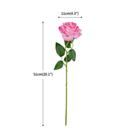Bestseller Einzelne Samt-Rose Künstliche Blumen Großpackung Hochzeitsarrangement Tischdekoration Dekorative Langstiel-Rote Rose