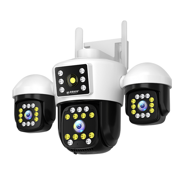 9MP 360° 3-Lens Security Camera 4G/WiFi 6 Wired Outdoor CCTV Camera 3-Screen PTZ IP Camera AI Detection Full Color Night Vision