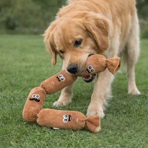 Dog Chew <b>Toy</b> Squeaky Plush Sausage 4-Section Simulated Squeeze to Sound Interactive Boredom Buster for Medium Pet Dog Chew <b>Toy</b> - Product Image 2