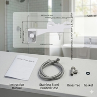Accessoire de bidet ultra-plat pour toilettes, double buse, lavage arrière et hygiène féminine, pression réglable, non électrique, vente en gros depuis l'entrepôt américain
