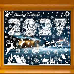 Autocollant de fenêtre amovible double face en PVC imprimé UV, laminé brillant, pour décoration de Noël - Product Image 4