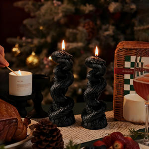 Bougie <span class=keywords><strong>pilier</strong></span> parfumée en cire de soja en forme de <span class=keywords><strong>serpent</strong></span> pour Halloween, faite à la main, vintage, haut de gamme, ambiance créative, cadeau de fête - Product Image 1