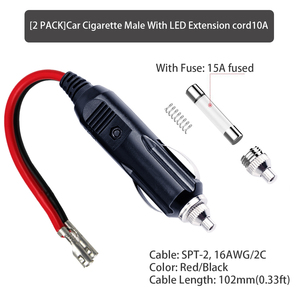 12 Volt ekor kabel Terminal ke 15A kaca dudukan sekering soket rokok mobil pemantik Pria kabel steker - Product Image 3