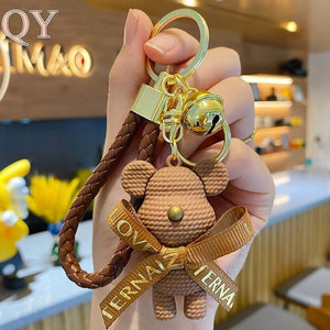 QY Kawaii <b>Bear</b> Keychain Cartoon Doll Pendant <b>Cute</b> Bag Charm Key Ring Car Hanging Accessory Gift for Women - Product Image 5
