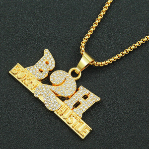 New Hot Selling Hiphop Style Alloy <b>Letter</b> Pendant Necklace Handmade Popular <b>Box</b> Chain Men's Necklaces Trendy Jewelry Wholesale - Product Image 1