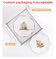 Plateau de rangement pour bijoux en céramique de porcelaine décoratif rond coloré personnalisé pour cadeau d'anniversaire