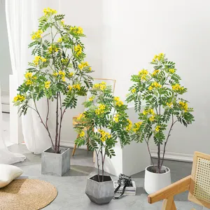 home hotel Artificial Flowering Citrus Tree with Real Touch Leaves pot green plant fake flower artificial green plant