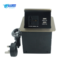 Prise universelle industrielle standard en alliage d'aluminium dissimulée IP44 10A, prise de table pour hôpital avec câble intégré et 2 ports USB, design encastrable pour bureau