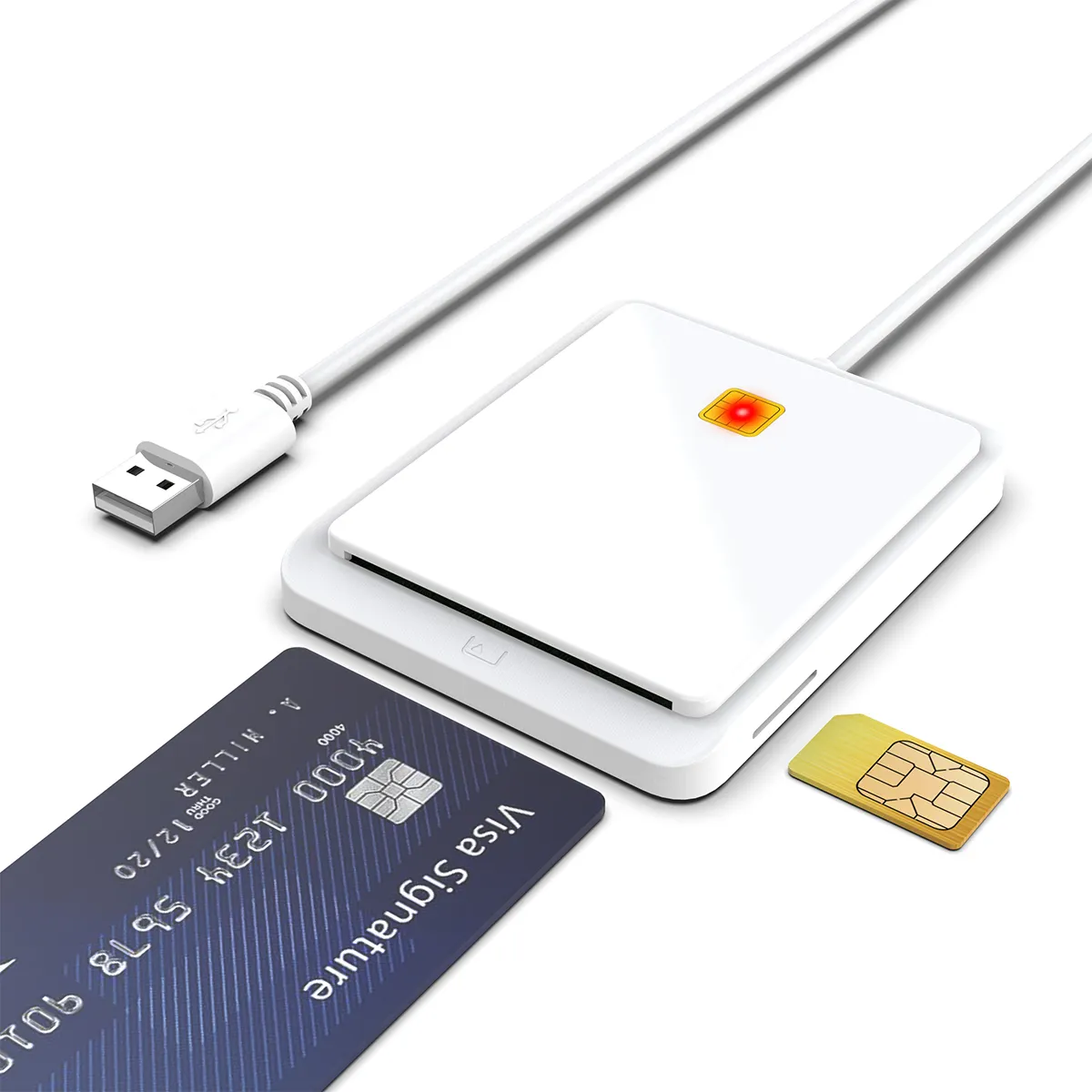 Lecteur de carte de crédit blanc et machine à écrire USB A lecteur de carte à bande magnétique